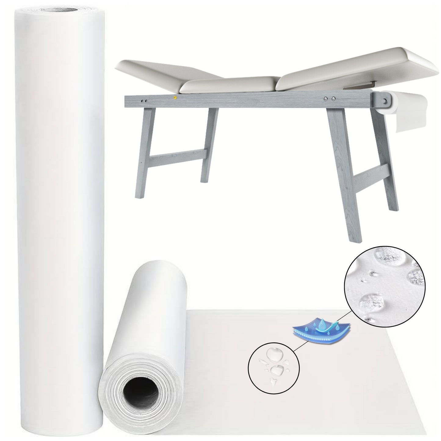 ROTOLI LETTINO ESTETICA IN TNT+PE 60cm x 60mt - BOX DA 6 PZ
