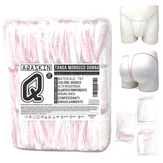 TANGA MONOUSO DONNA AQASKIN COLORE BIANCO IN TNT - BOX DA 1000 PZ