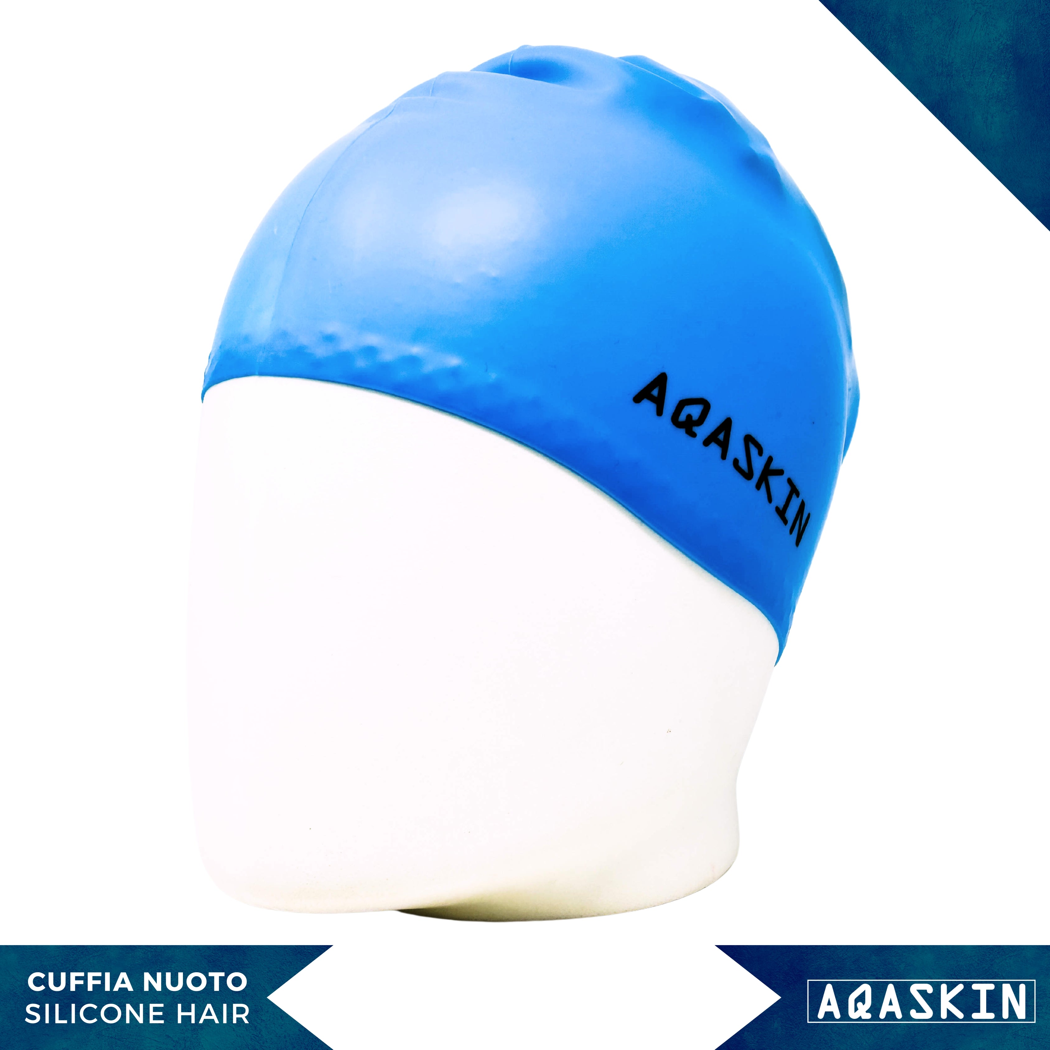 CUFFIE NUOTO SILICONE HAIR MONOCOLORE ADULTI – CONFEZIONE DA 25 PEZZI