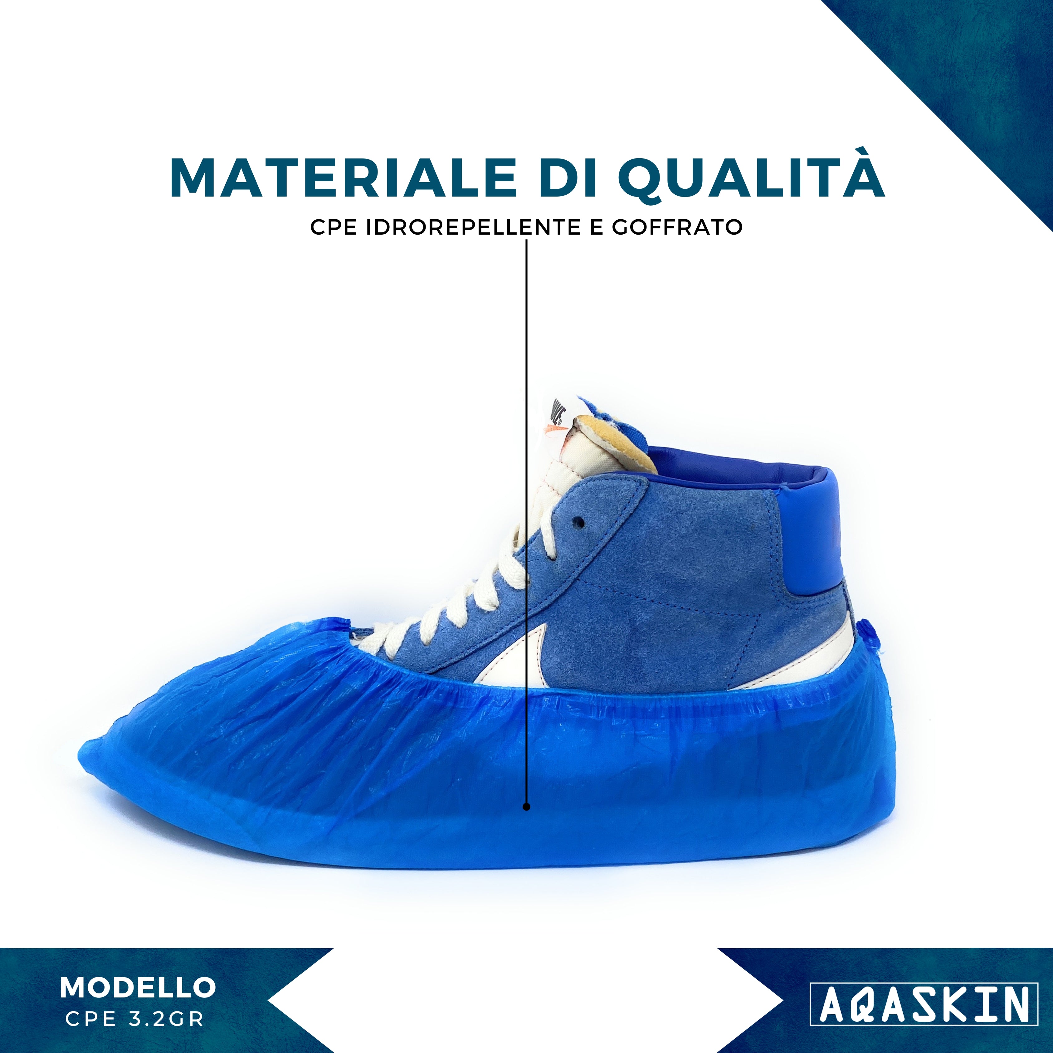 COPRISCARPE MONOUSO AQASKIN CPE 3.2 GR MM - BOX 2000 PZ