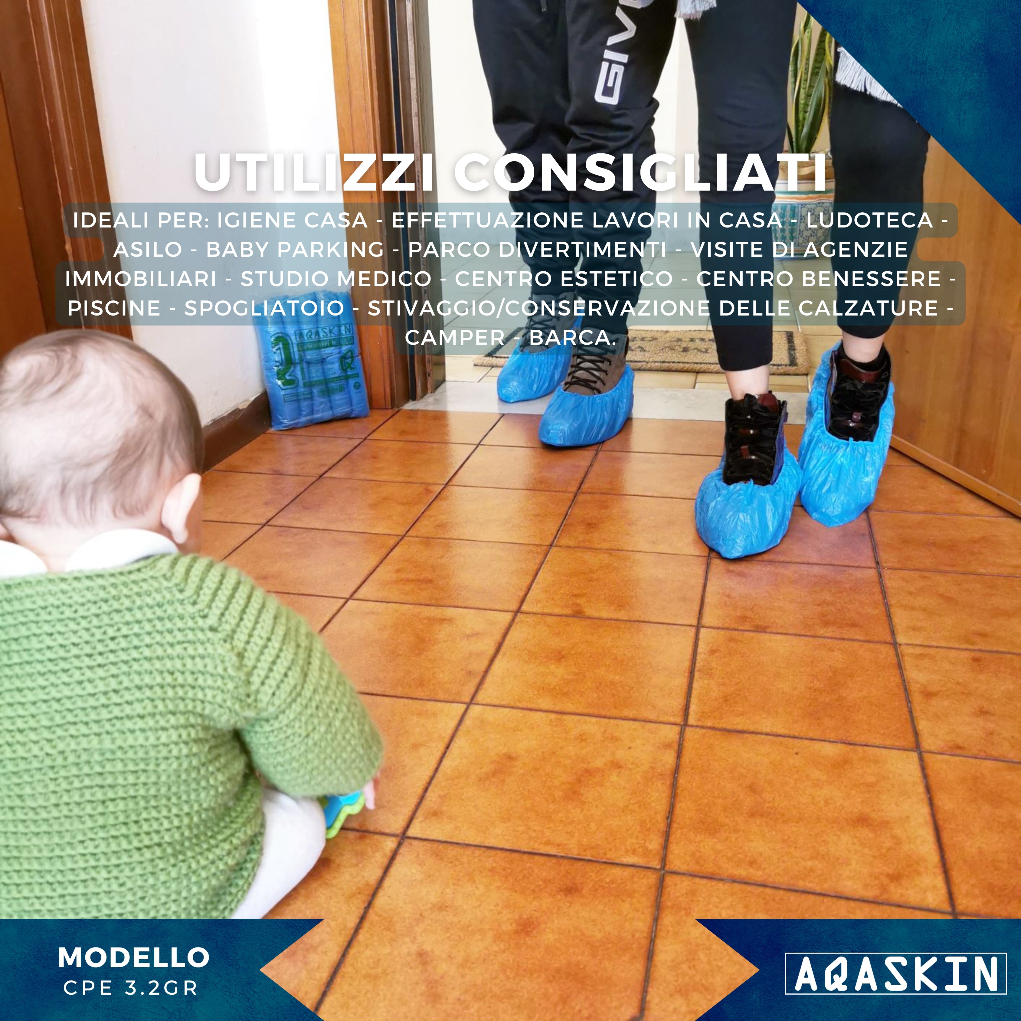 COPRISCARPE MONOUSO AQASKIN CPE 3.2 GR MM - BOX 2000 PZ