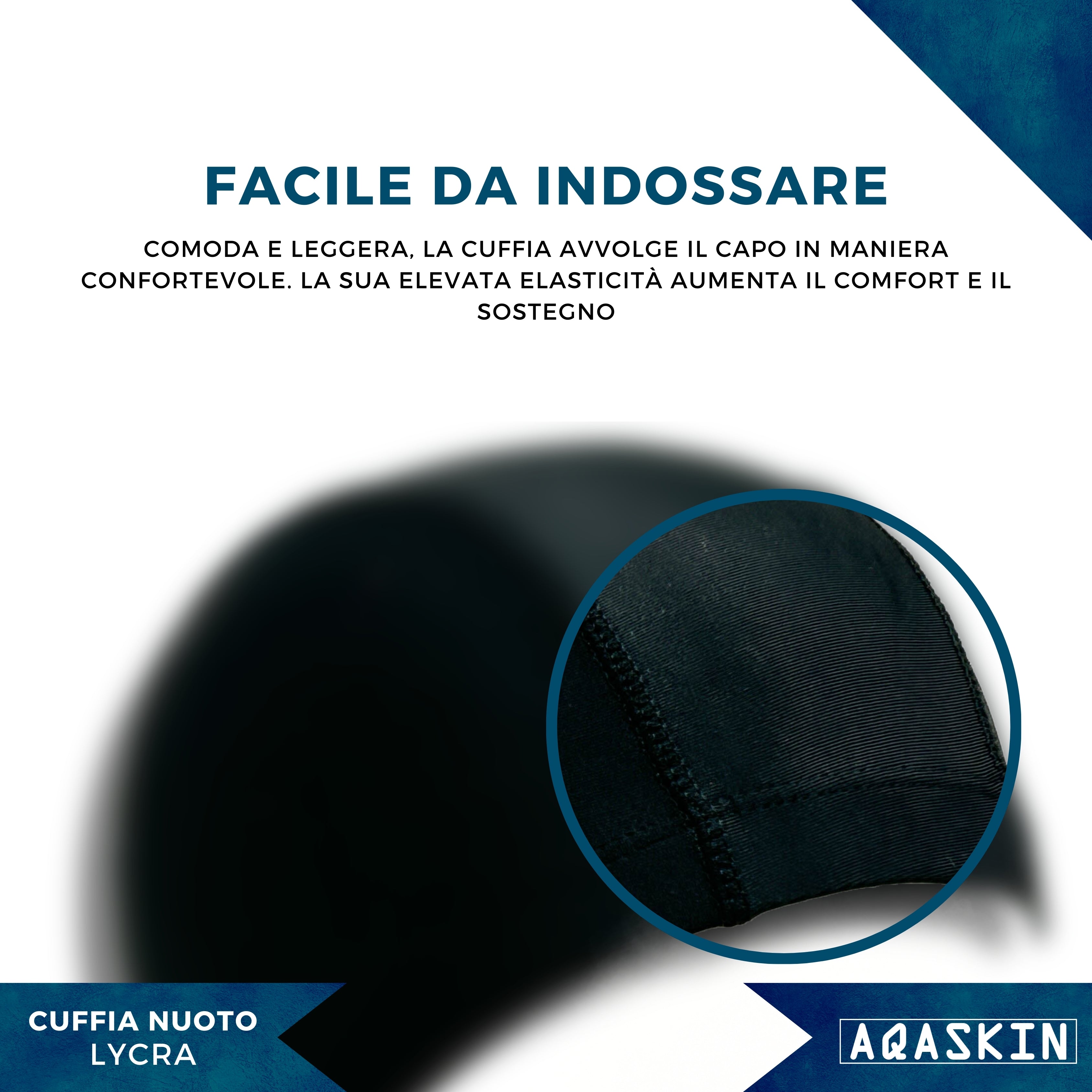 CUFFIE NUOTO LYCRA MONOCOLORE ADULTI – CONFEZIONE DA 50 PEZZI