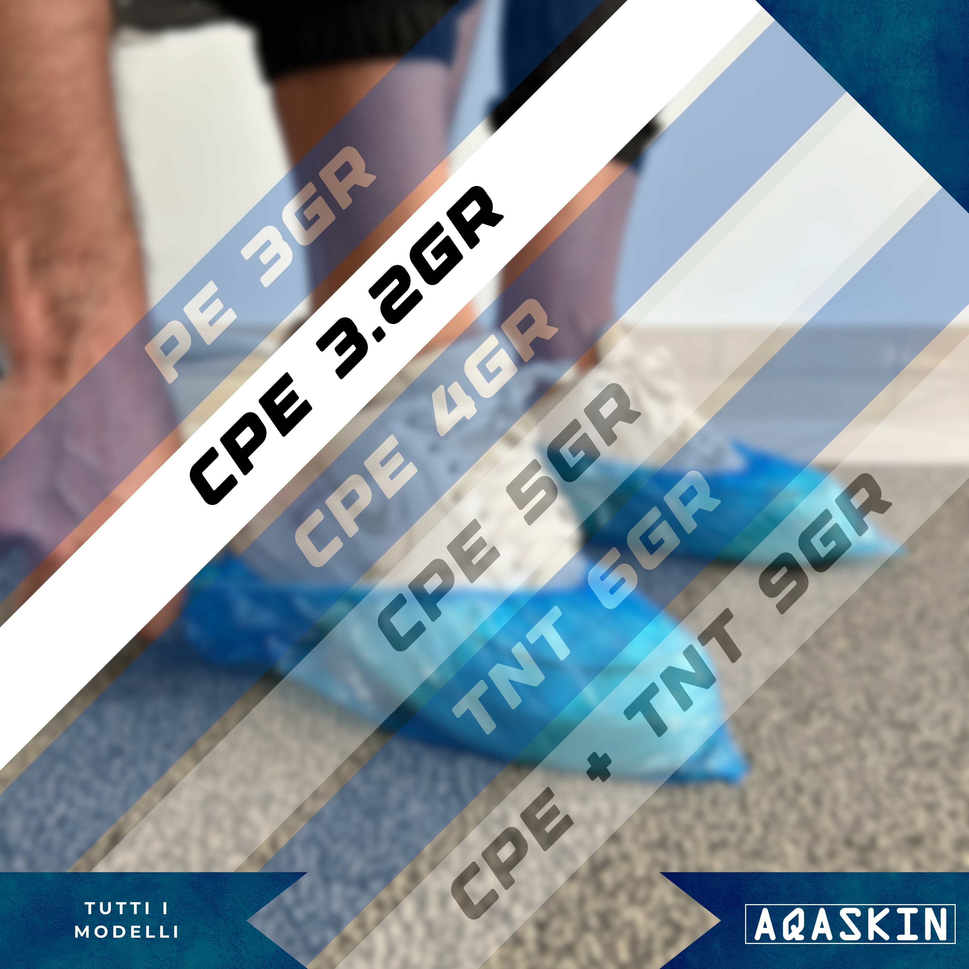 COPRISCARPE MONOUSO AQASKIN CPE 3.2 GR MM - BOX 2000 PZ