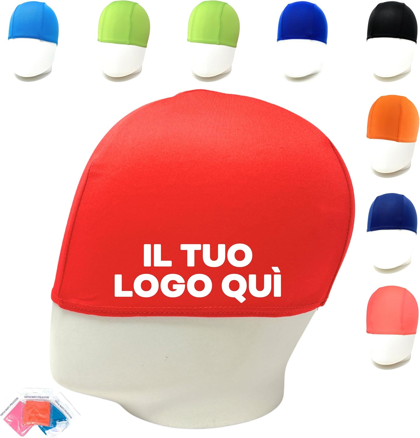 CUFFIE NUOTO PERSONALIZZATE IN POLIESTERE MONOCOLORE ADULTI