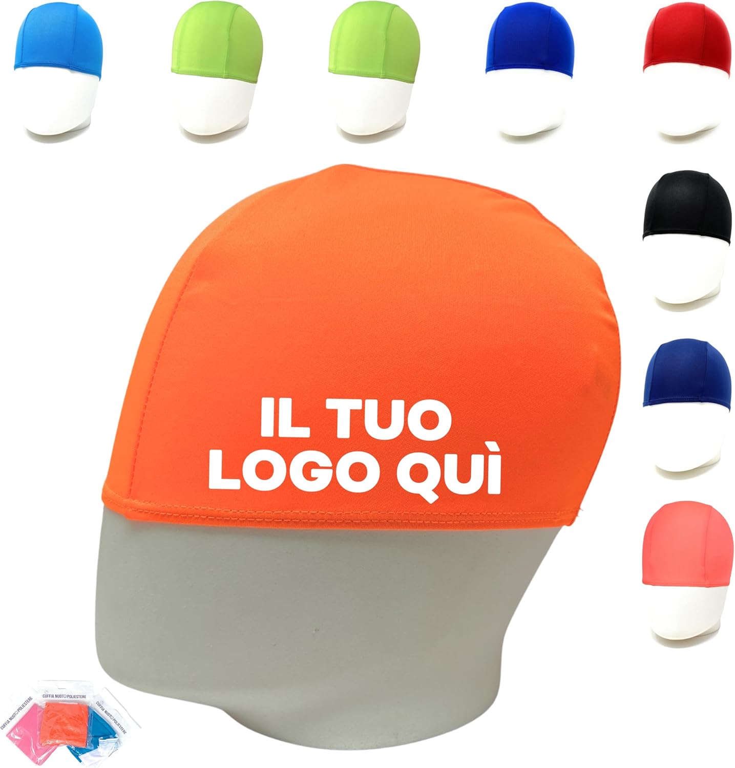 CUFFIE NUOTO PERSONALIZZATE IN POLIESTERE MONOCOLORE ADULTI