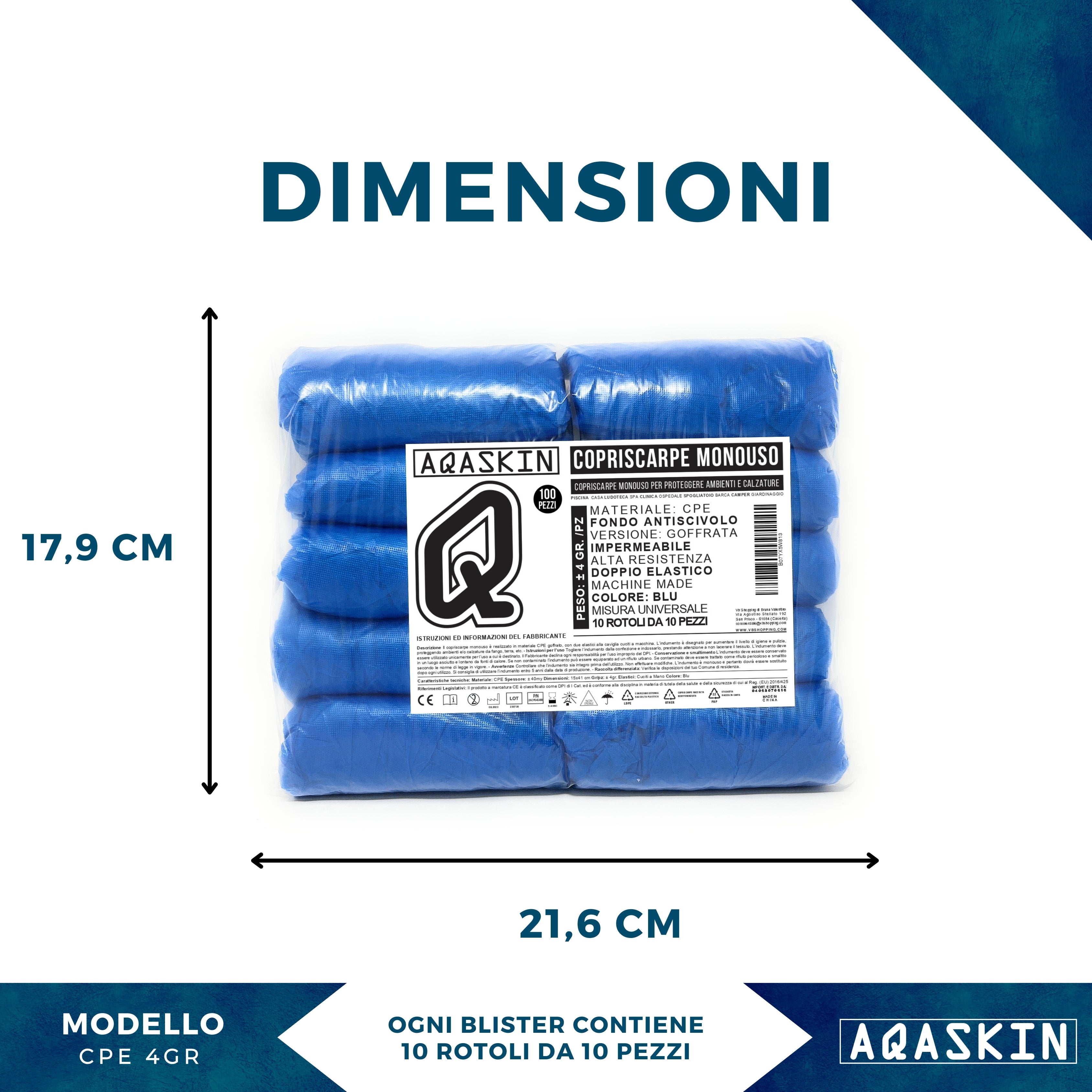 COPRISCARPE MONOUSO QUASKIN CPE 4GR. MM - BOX 2000 PZ