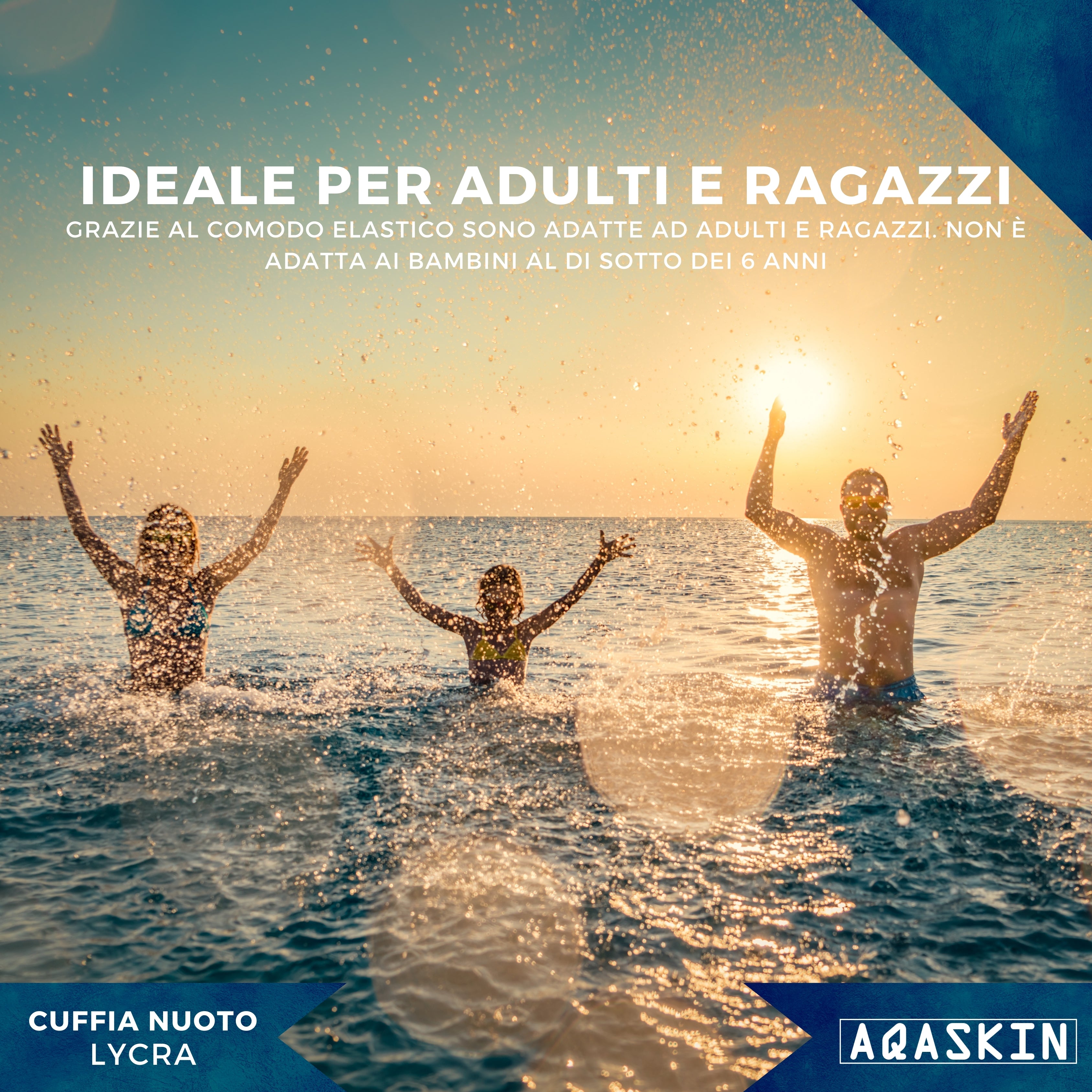 CUFFIE NUOTO LYCRA MONOCOLORE ADULTI – CONFEZIONE DA 50 PEZZI