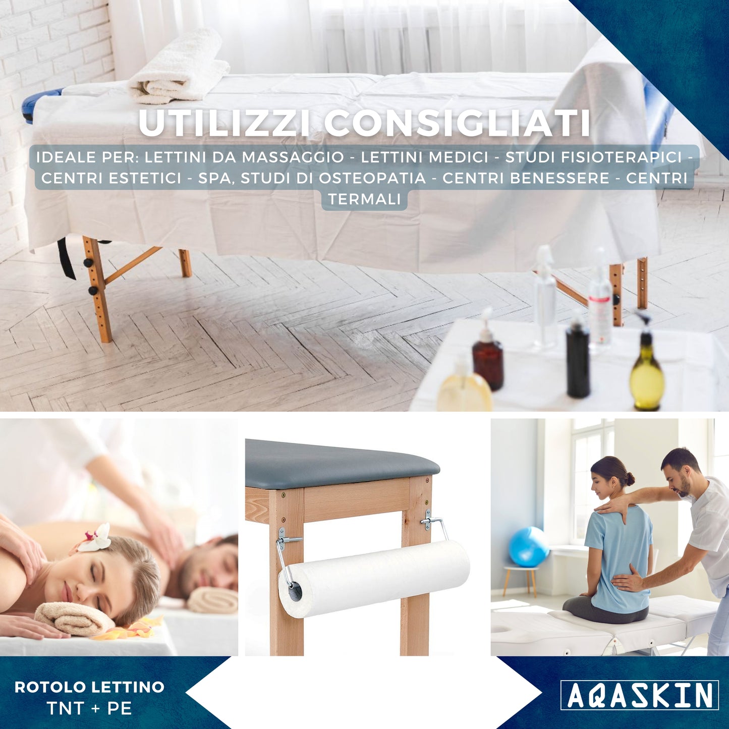 ROTOLI LETTINO ESTETICA IN TNT+PE 60cm x 60mt - BOX DA 6 PZ