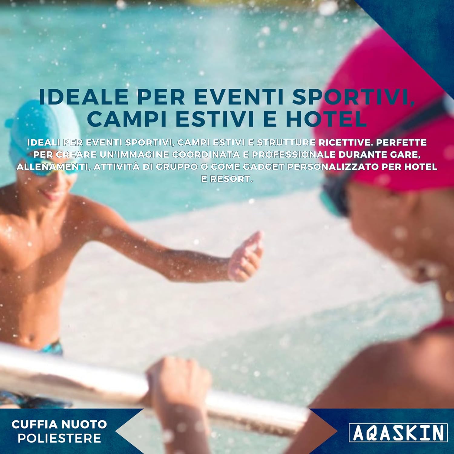 CUFFIE NUOTO PERSONALIZZATE IN POLIESTERE MONOCOLORE ADULTI