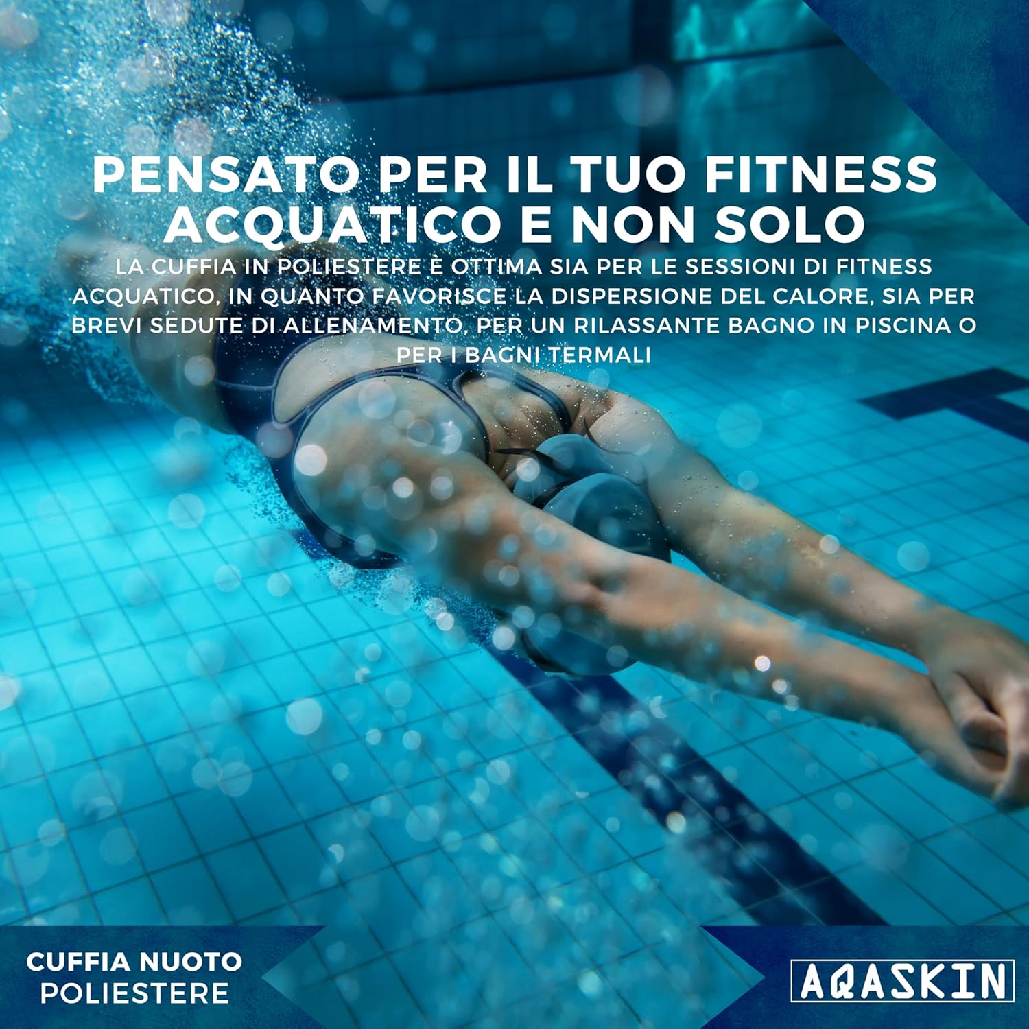 CUFFIE NUOTO PERSONALIZZATE IN POLIESTERE MONOCOLORE ADULTI