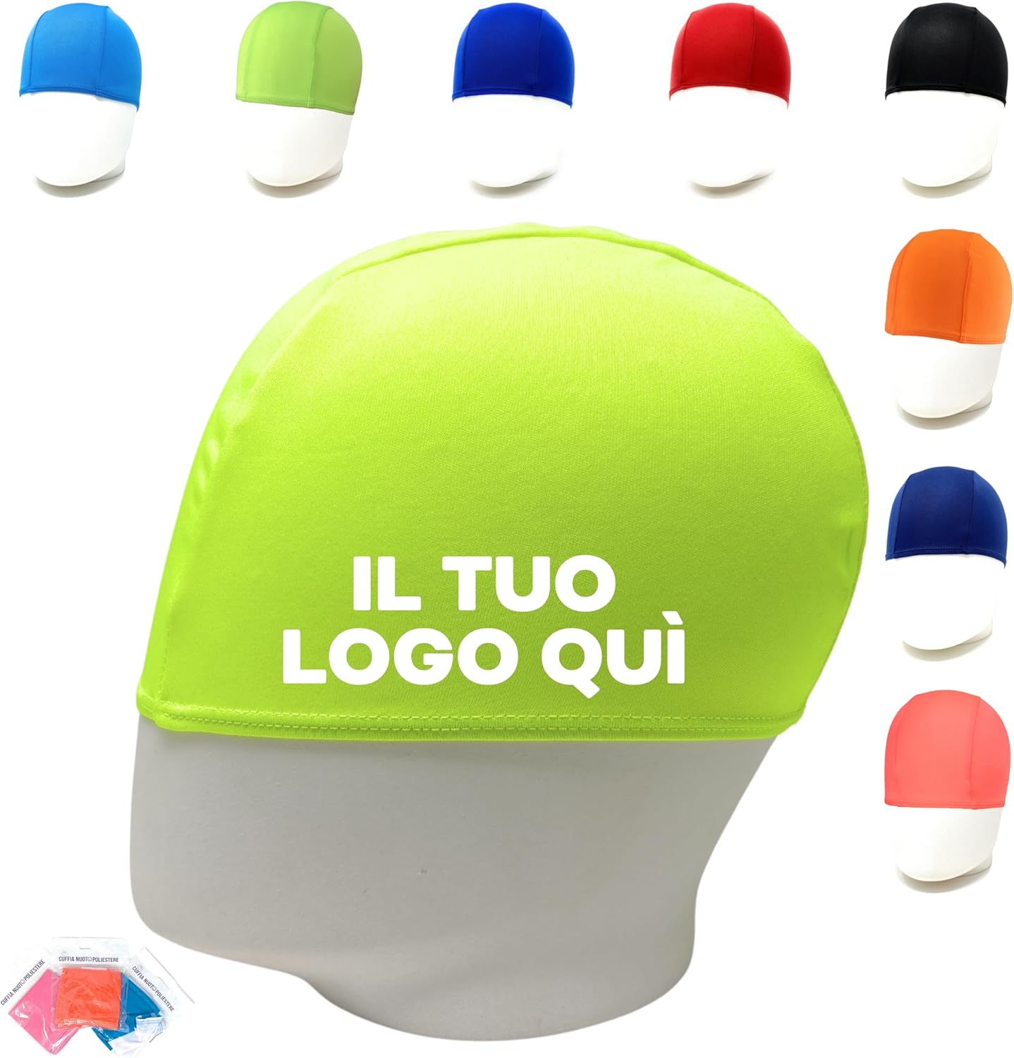 CUFFIE NUOTO PERSONALIZZATE IN POLIESTERE MONOCOLORE ADULTI