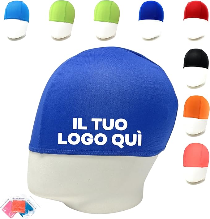 CUFFIE NUOTO PERSONALIZZATE IN POLIESTERE MONOCOLORE ADULTI