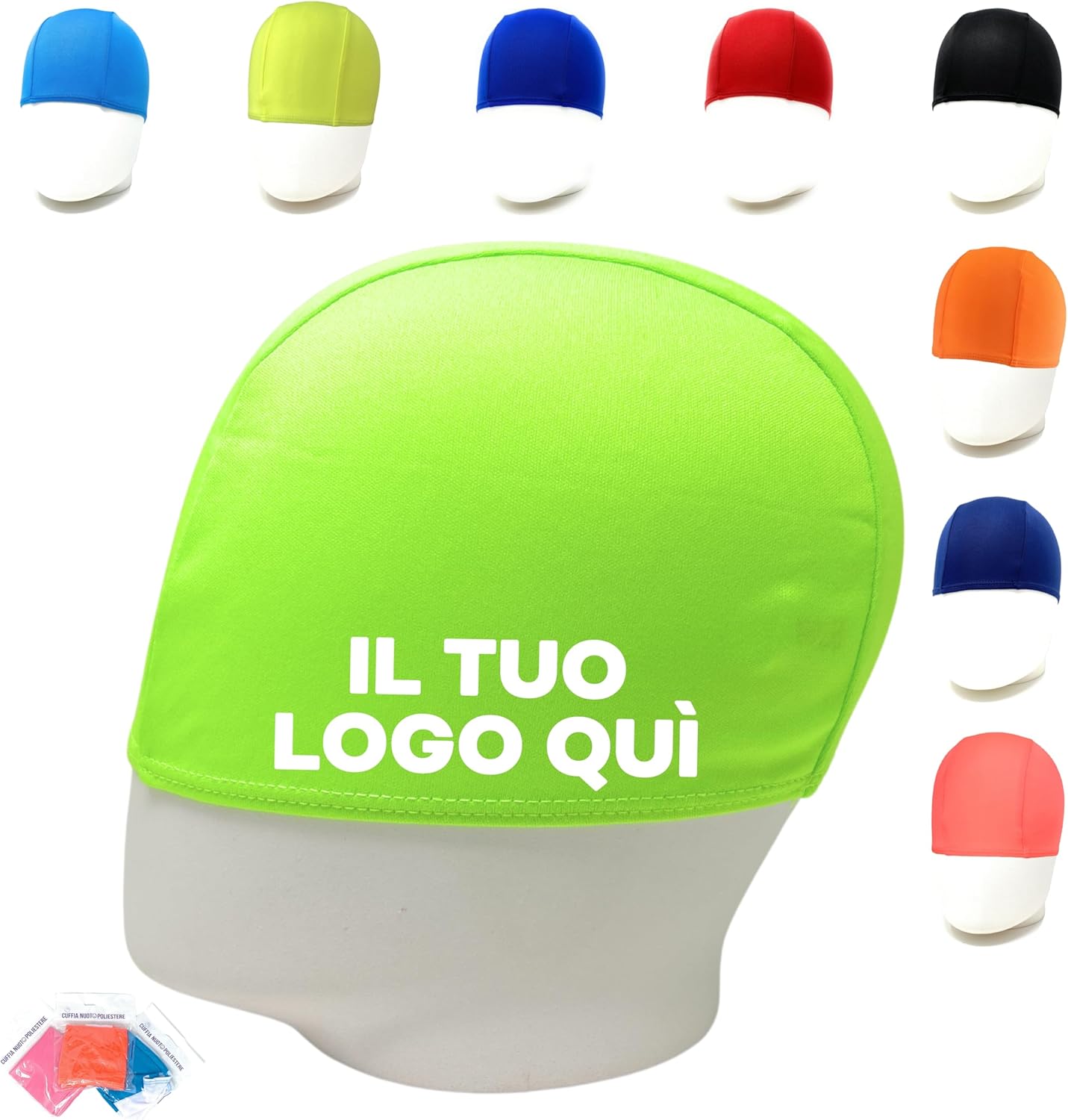 CUFFIE NUOTO PERSONALIZZATE IN POLIESTERE MONOCOLORE ADULTI