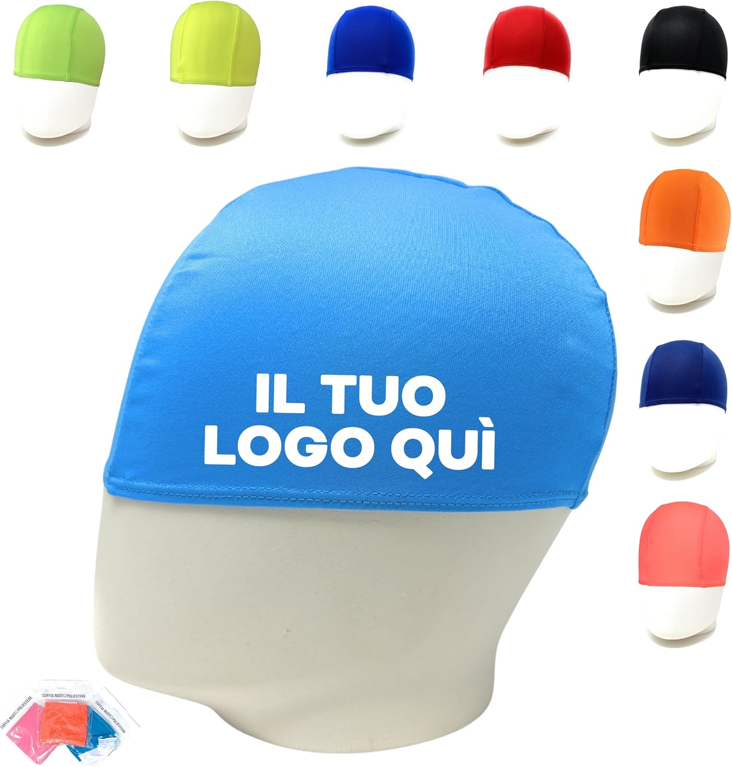 CUFFIE NUOTO PERSONALIZZATE IN POLIESTERE MONOCOLORE ADULTI
