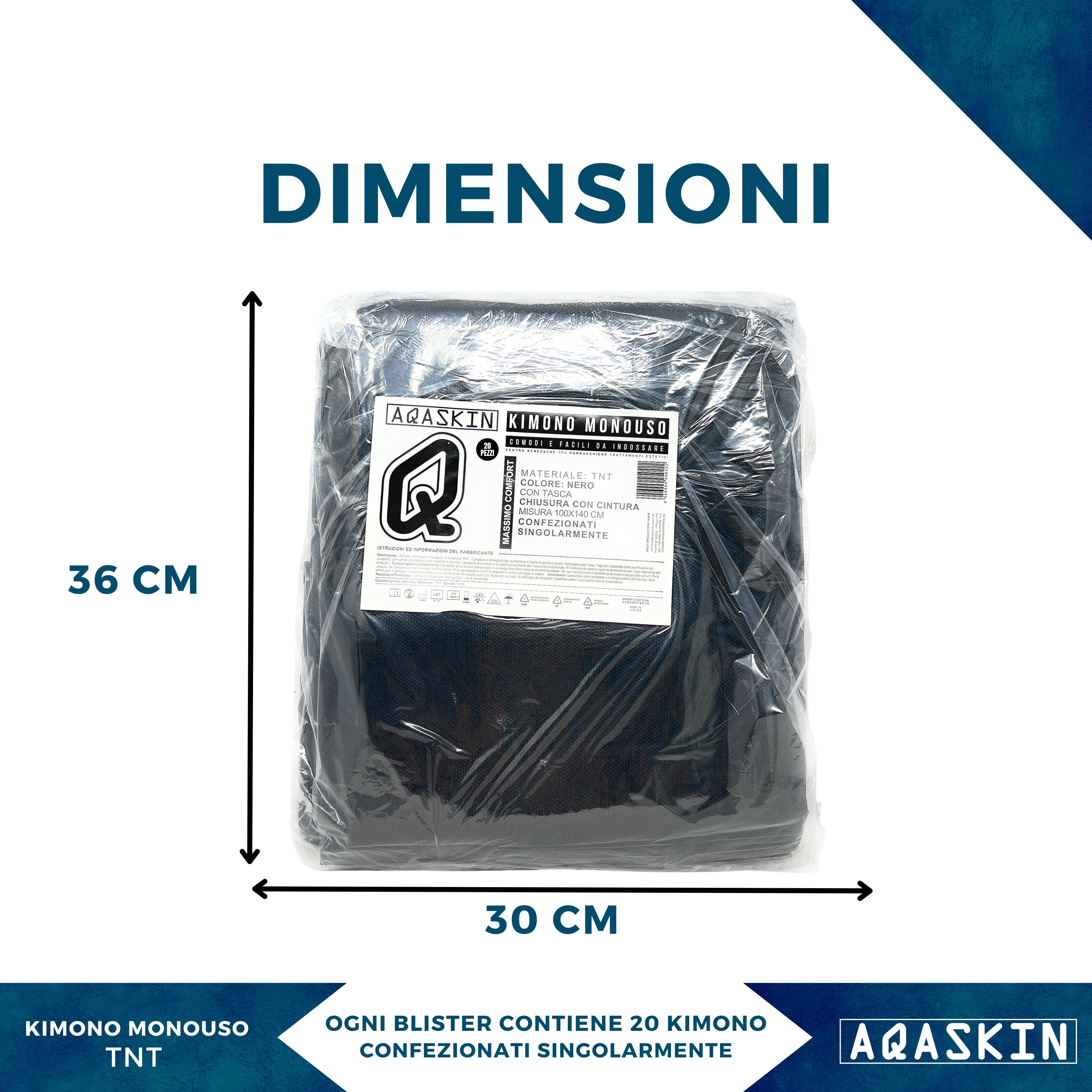 KIMONO MONOUSO AQASKIN IN TNT - BOX DA 200 PZ