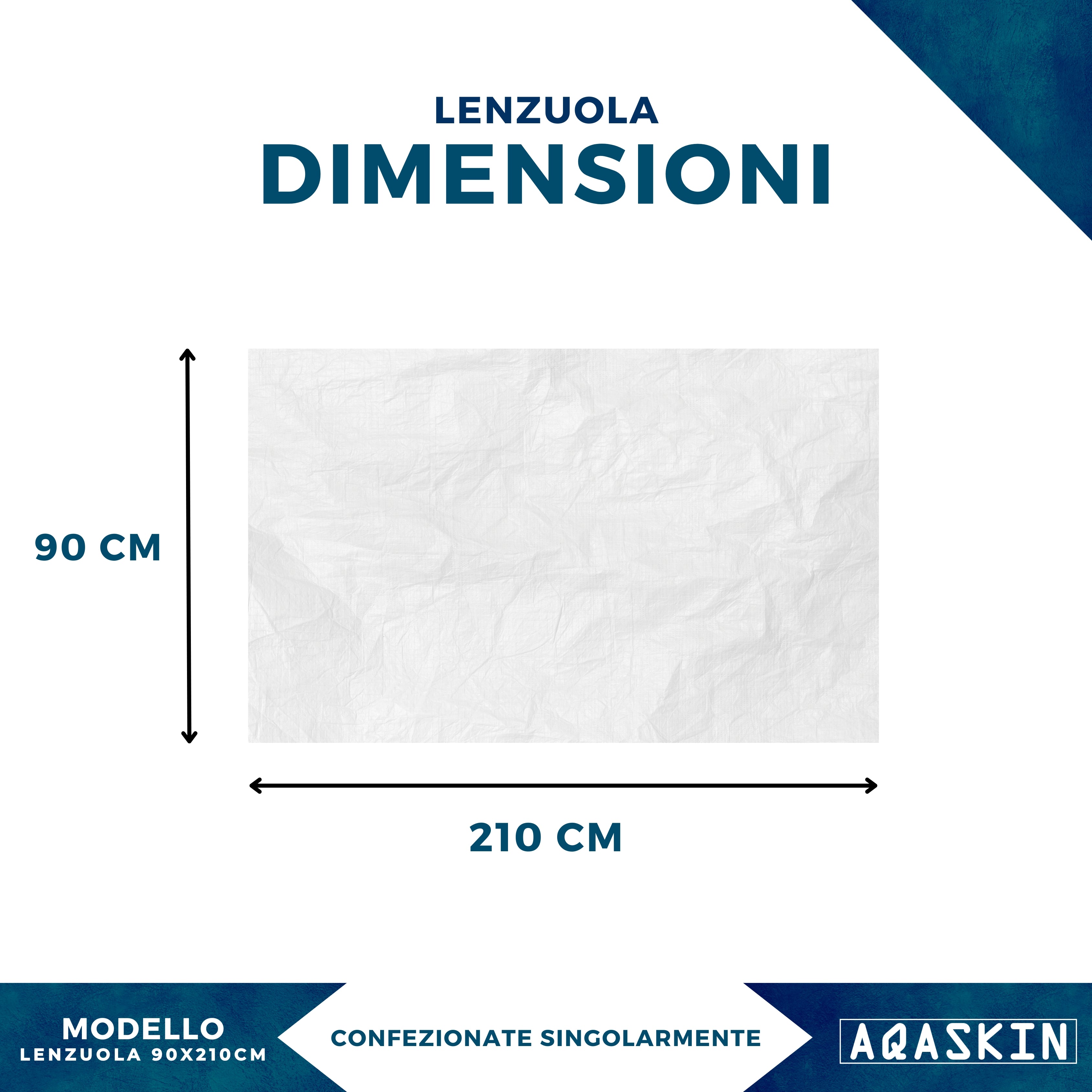 LENZUOLA MONOUSO BIANCA AQASKIN IN TNT 90x210 - BOX DA 100 PZ