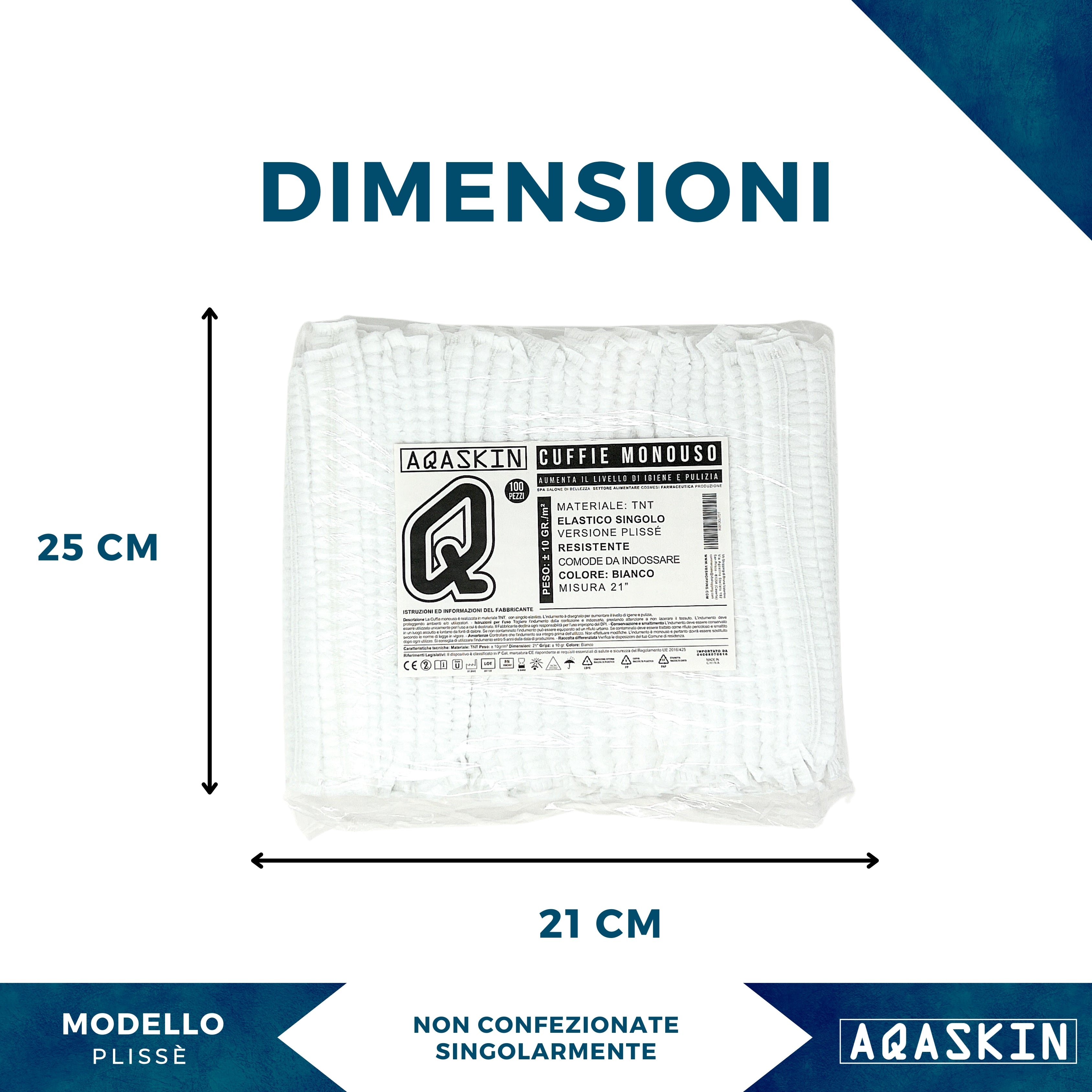 CUFFIA MONOUSO AQASKIN IN TNT - BOX DA 2000 PZ