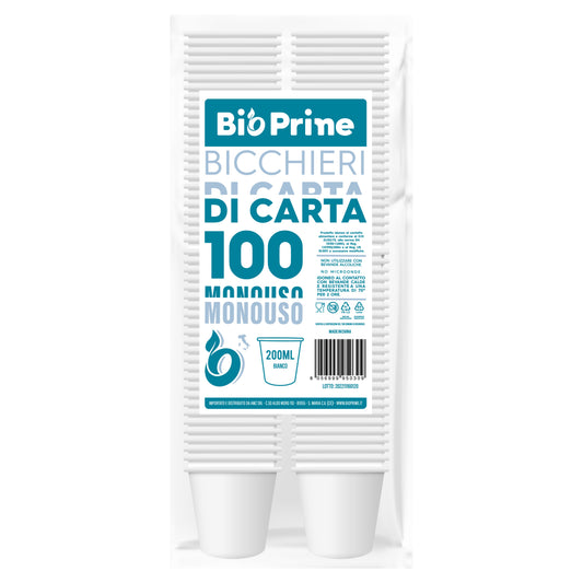 Bicchieri acqua riciclabili in cartoncino 200 ml