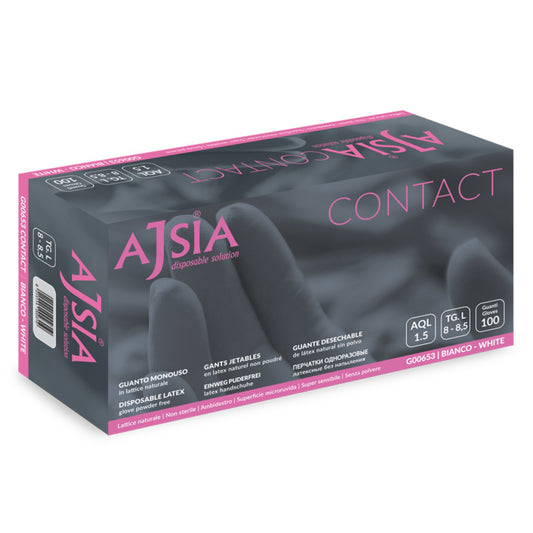 GUANTI AJSIA CONTACT IN LATTICE BIANCO SENZA POLVERE